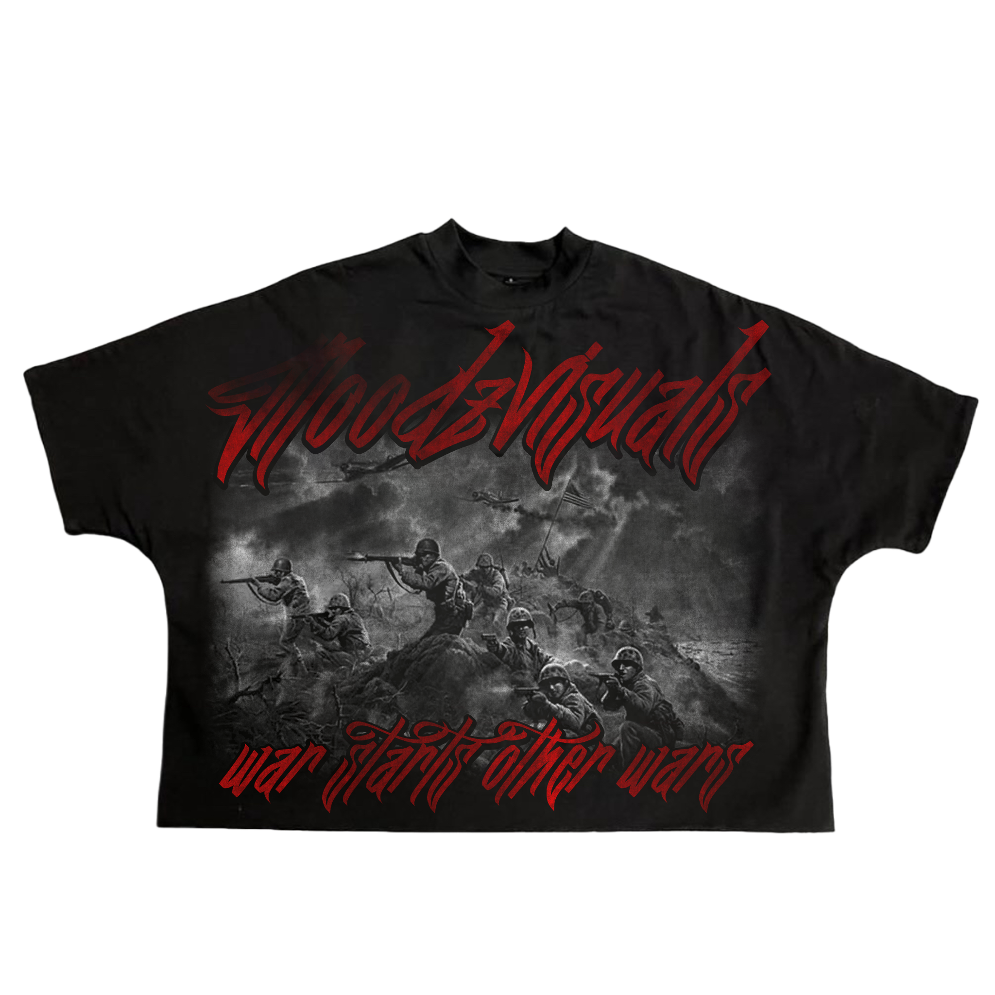 “War” boxy tee(black and red)