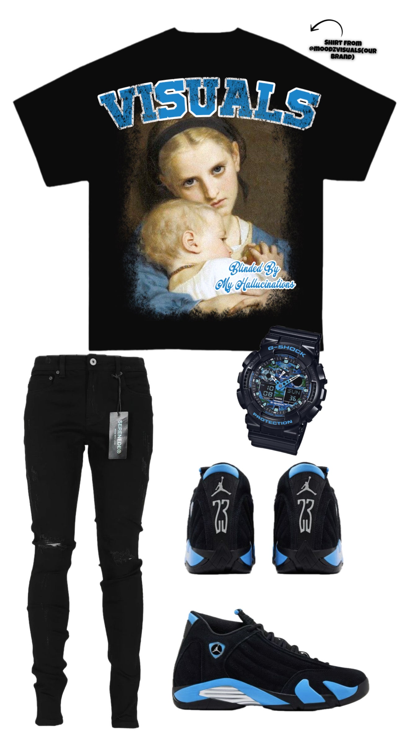 Black and blue portrait tee