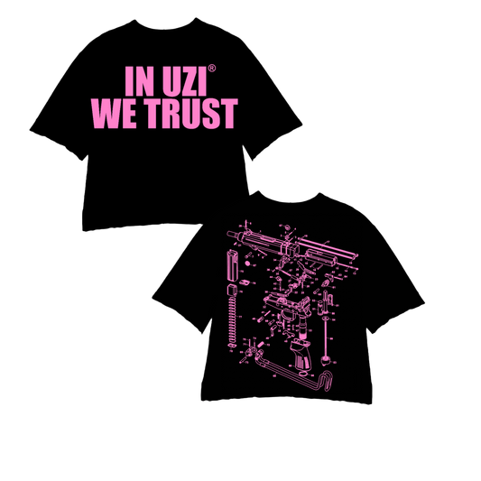 In uzi we trust (black and pink) cut crewneck