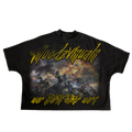 “War” boxy tee(black and yellow)