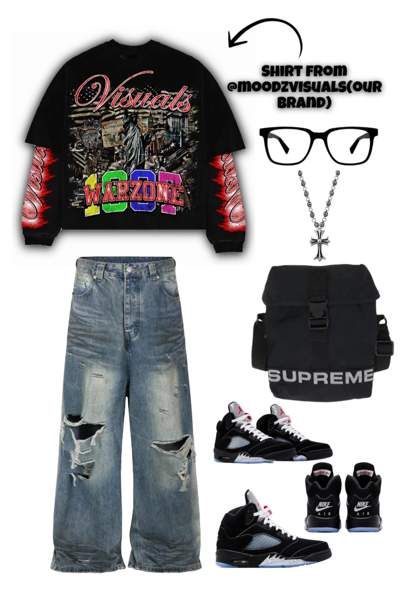 “ART WITH 1000 WORDS” double layered shirt (black and red)