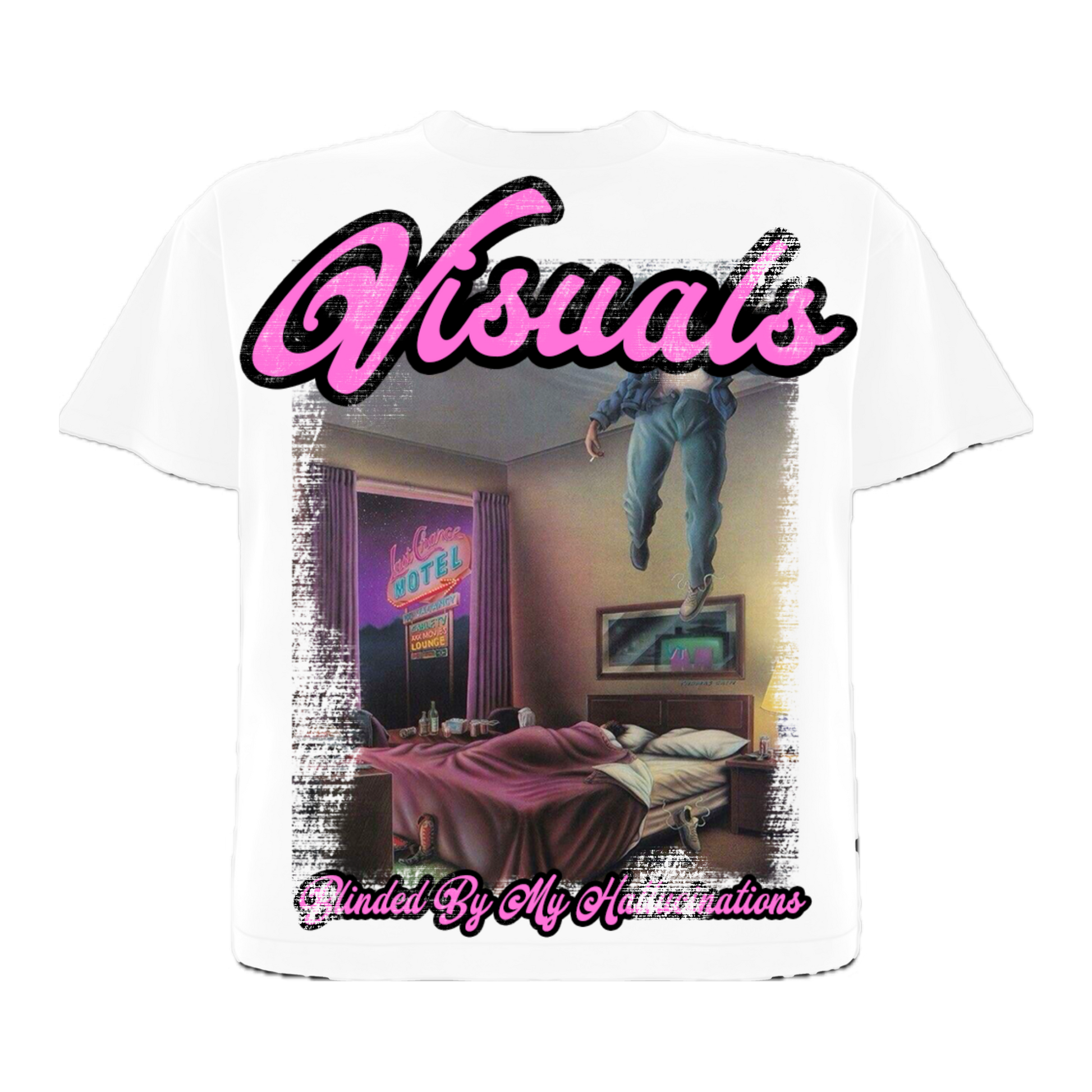 Visuals white and pink shirt