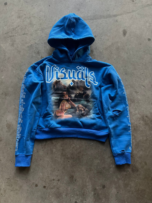 "ENIMIES PREYING ON THE WEAK" BLUE HOODIE