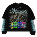 “ART WITH 1000 WORDS” double layered shirt (black and blue)