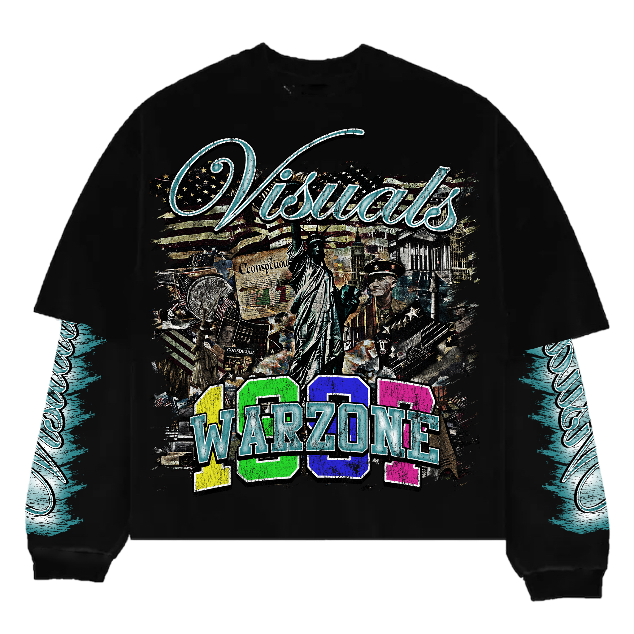 “ART WITH 1000 WORDS” double layered shirt (black and blue)