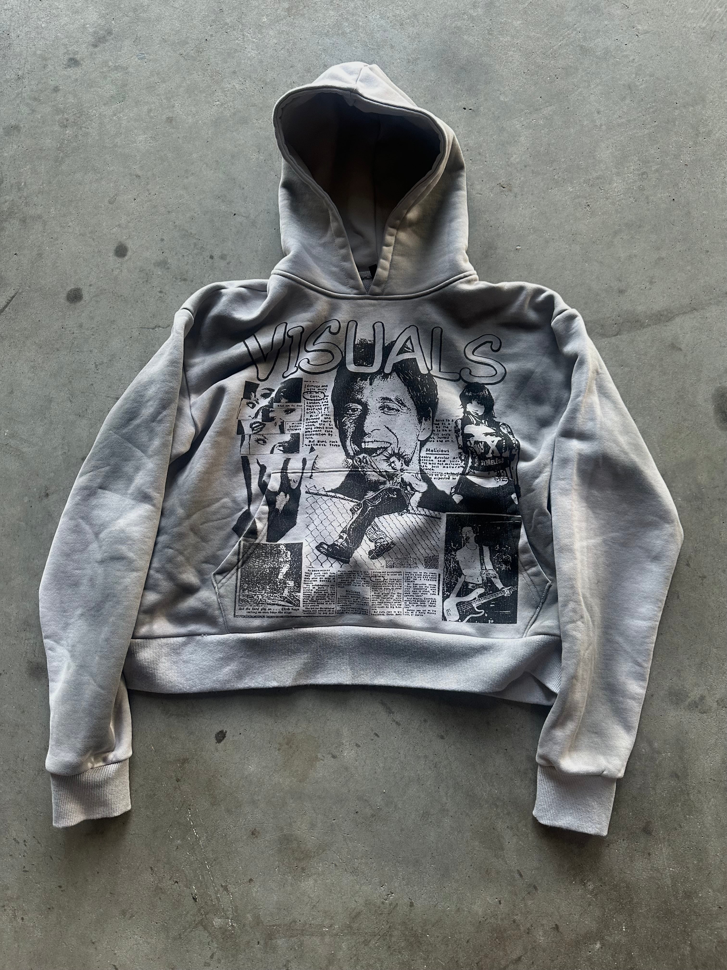 GREY GRUNGE HOODIE