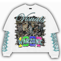 “ART WITH 1000 WORDS” double layered shirt (white and blue)
