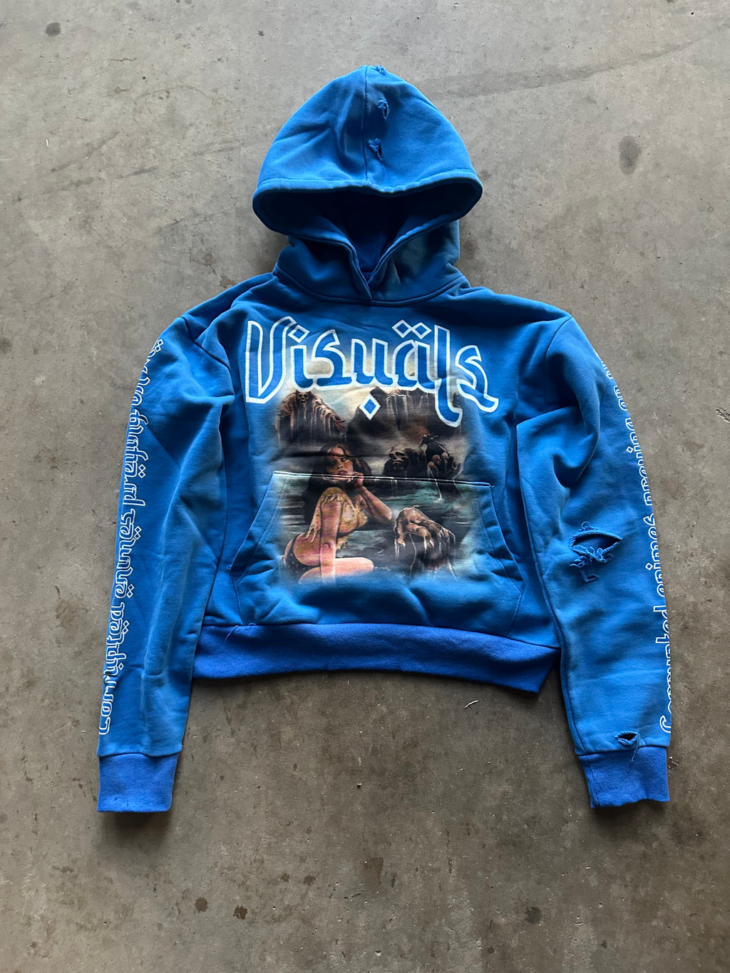 "ENIMIES PREYING ON THE WEAK" BLUE HOODIE