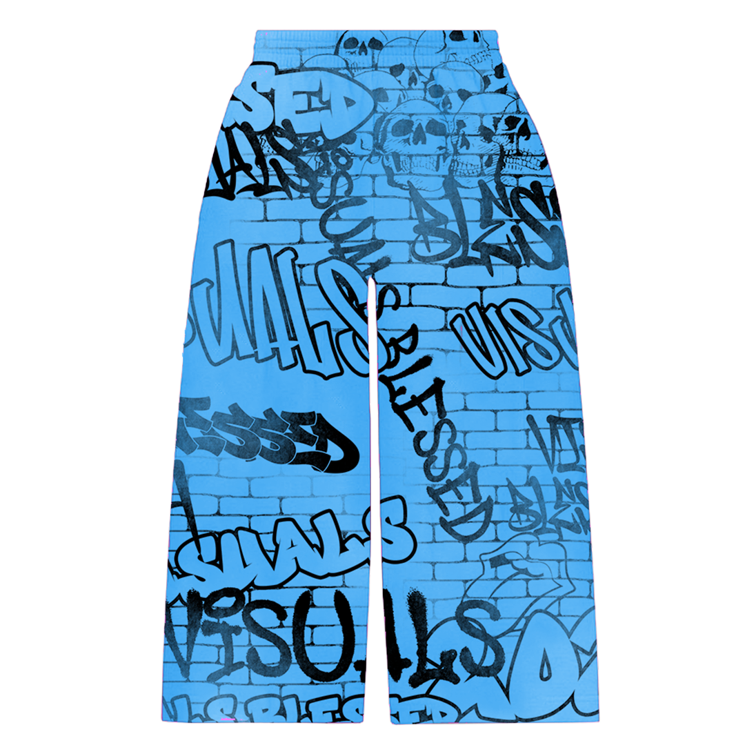 LIGHT BLUE GRAFFITI PANTS