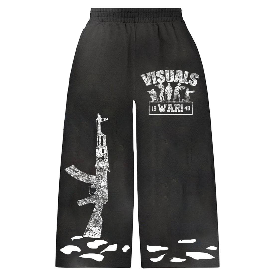 BLACK WAR DESTRESSED HEAVY WEIGHT PANTS