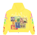 Yellow STAMPED  ZIP UP HOODIE