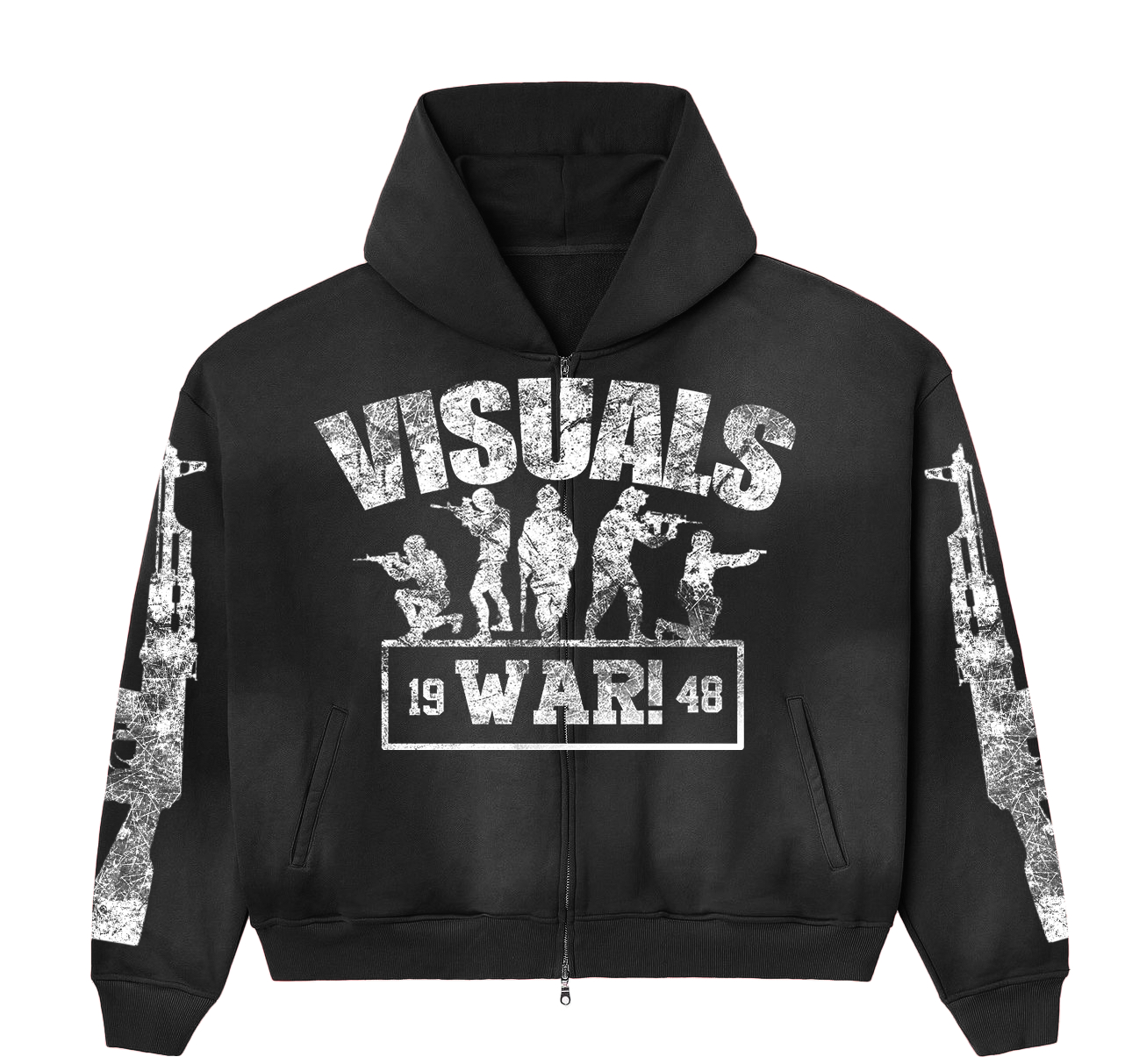 Black ARMY DISTRESSED HOODIE